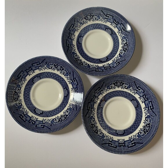 Churchill‎ Blue Willow 5 1/2 inch Saucer Made in Staffordshire England Set Of 3 - Picture 1 of 4